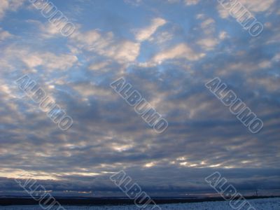 Cloudy sky wide angle panoramic view