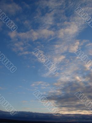 Cloudy sky wide angle panoramic view
