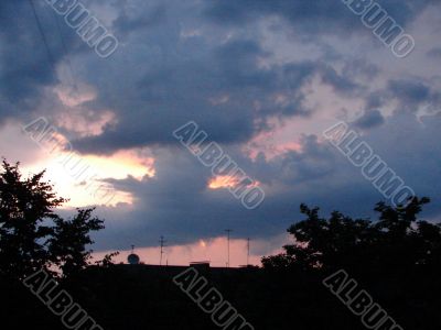 Cloudy sky wide angle panoramic view