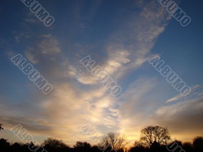 Cloudy sky wide angle panoramic view
