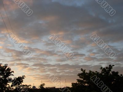 Cloudy sky wide angle panoramic view