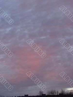 Cloudy sky wide angle panoramic view