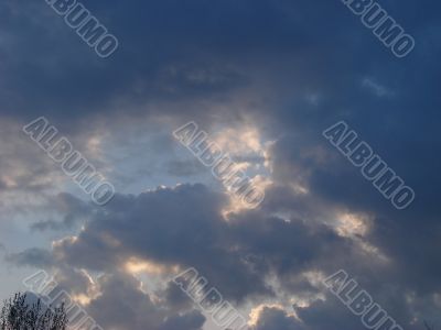 Cloudy sky wide angle panoramic view