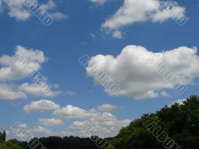 Cloudy sky wide angle panoramic view