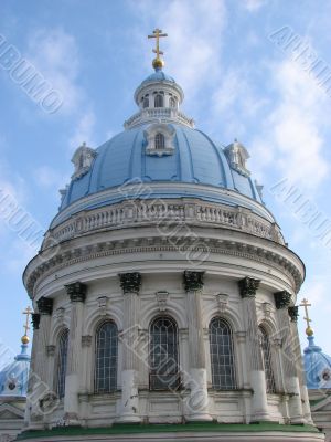 Blue cupolas of St.Trinity Cathedral Upon slue sky