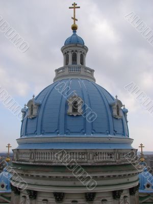 Blue cupolas of St.Trinity Cathedral Upon slue sky