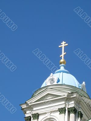 Blue cupolas of St.Trinity Cathedral Upon slue sky