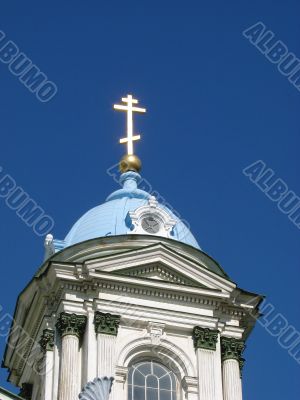 Blue cupolas of St.Trinity Cathedral Upon slue sky