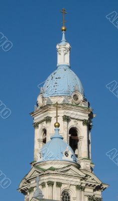 Blue cupolas of St.Trinity Cathedral Upon slue sky
