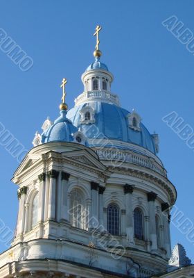 Blue cupolas of St.Trinity Cathedral Upon slue sky