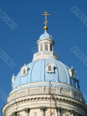 Blue cupolas of St.Trinity Cathedral Upon slue sky