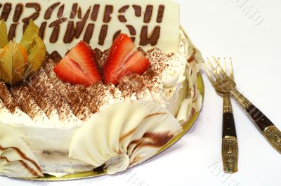 Birthday cake of Tiramisu