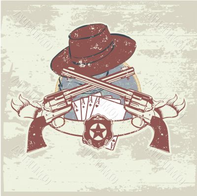   two guns and  hat