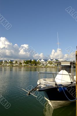 Blue Boat on Dock