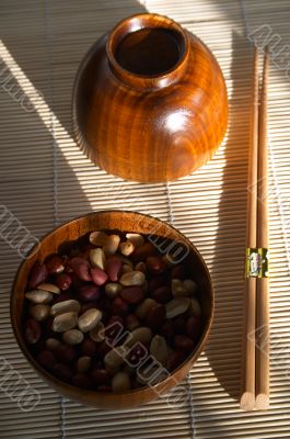 Bamboo pannikin with peanuts