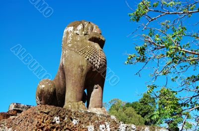 Guardian lion over blue sky