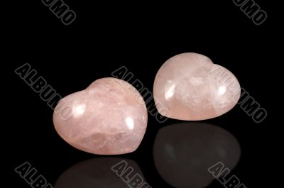 Two polished stoned hearts