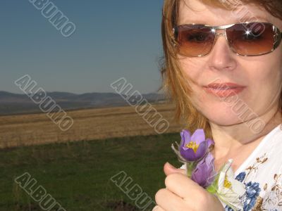 Woman with flowers