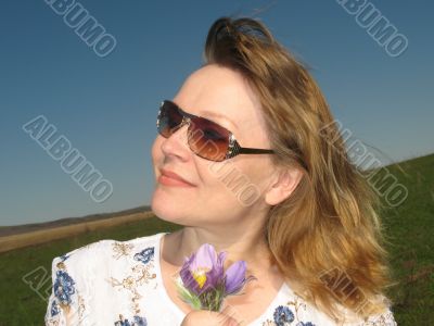 Woman with flowers