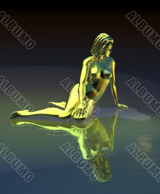 Golden girl sitting