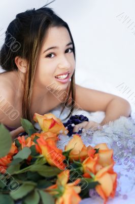 Girl and roses