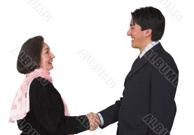 business couple shaking hands