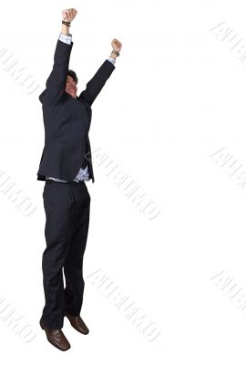 Business man jumping of joy