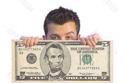 business man holding note