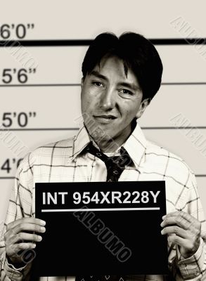B & W mugshot of business man