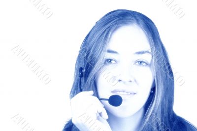 customer support in blue