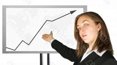 business woman with glasses doing a presentation