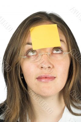 business woman - post it paper
