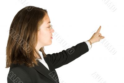 business woman with glasses presenting 2