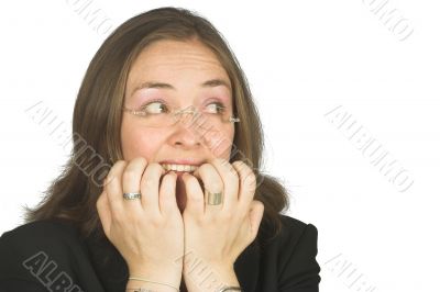 nerve raking, business woman in panic