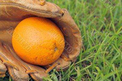An Orange in a Baseball Glove