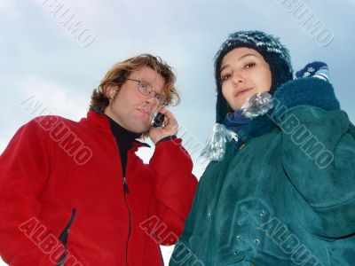 Couple in winter clothes