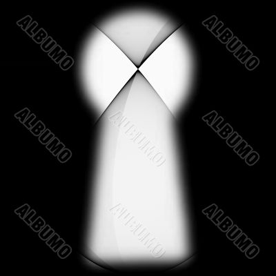 Peeping tom staring at woman through keyhole