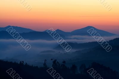 Sunrise over the fog
