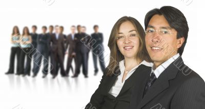 business couple and their executive team