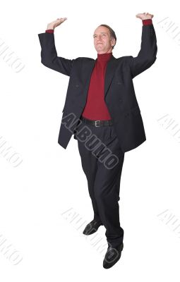 business man lifting something
