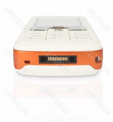 mobile phone over a white background