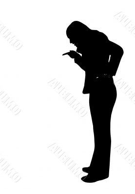business woman pointing silhouette