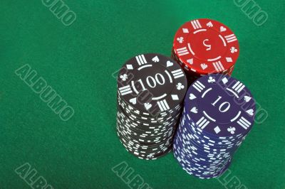 casino chips over green