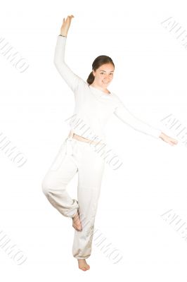 Casual girl balancing