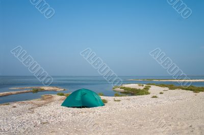 Loneline tent at seaside