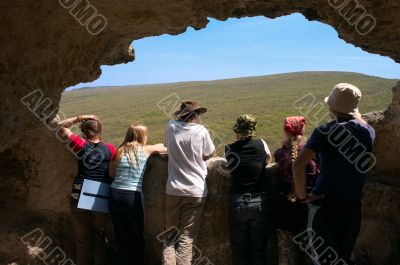 tourists in the cave