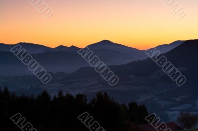Sunrise over the fog