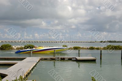 Race Boat Leaving Marina