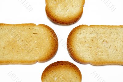 Slices of toasted  bread background