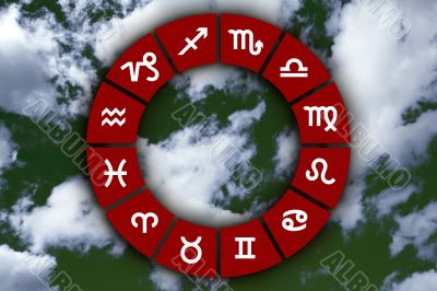 astrological signs on abstract sky